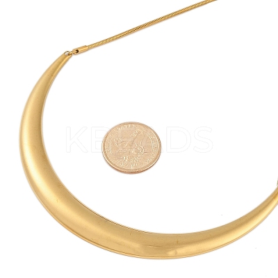 304 Stainless Steel Arc Shaped Pendant Snake Chain Necklaces for Women NJEW-B122-03G-1