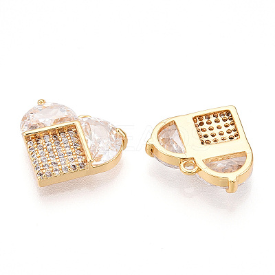 Brass Pave Clear Cubic Zirconia Charms KK-N254-168G-1