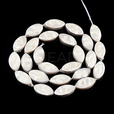 Plating Natural Freshwater Shell Beads Strands SHEL-N026-228-1