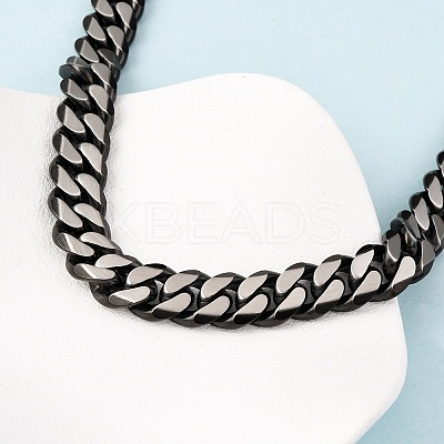 12MM 304 Stainless Steel Cuban Link Chain Necklaces NJEW-C099-04B-02-1