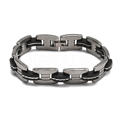 Great Valentines Day Gifts for Boyfriend 304 Stainless Steel Silicone Bracelets BJEW-I129-B-1