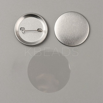 Flat Round Iron Badge Button Parts DIY-WH0297-15D-1