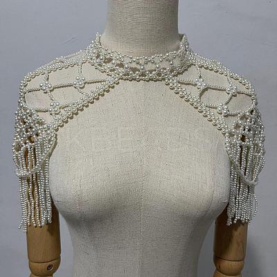 Plastic Imitation Pearl Round Beaded Tassel Bridal Shoulder Arm Chains FS-WGD7178-01-1
