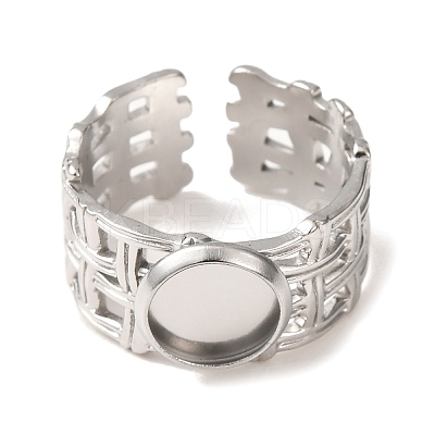 Woven Bezel 304 Stainless Steel Cuff Ring Components SA-CBAD8FA-01P-01-1