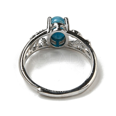 Oval Natural ApatiteAdjustable Rings RJEW-Q818-01P-09B-1