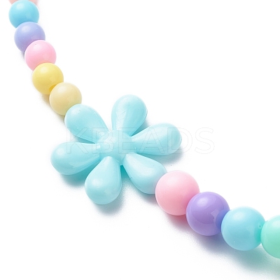 Flower Opaque Acrylic Stretch Kid Necklaces NJEW-JN03973-1