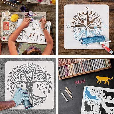PET Hollow Out Drawing Painting Stencils DIY-WH0391-0926-1