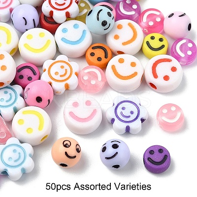 5 Styles Opaque & Transparent Craft Acrylic Beads MACR-YW0003-48B-1