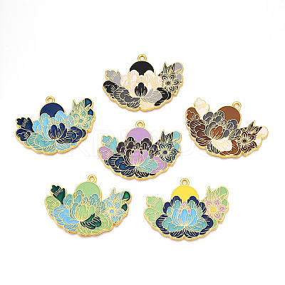 Rack Plating Alloy Enamel Big Pendants ENAM-N056-395-G-1