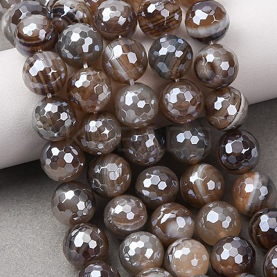 Electroplated Natural Agate Beads Strands G-B191-A07-10mm-12-1