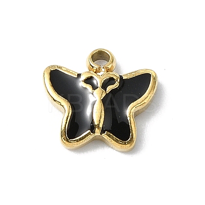 304 Stainless Steel Black Enamel Charms STAS-L022-439G-01-1