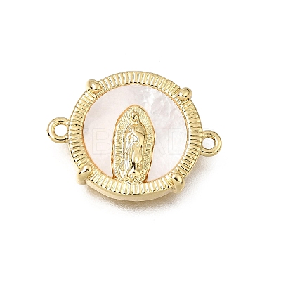Virgin Mary Theme Brass & Natural Shell Connector Charms SH-CBA7C77-03B-G-1