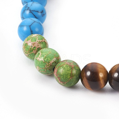 Natural Mixed Stone and Resin Stretch Bracelets BJEW-JB03907-01-1