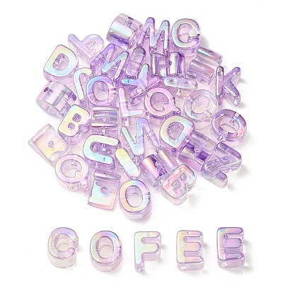 UV Plating Rainbow Iridescent Acrylic Beads OACR-C012-02G-1-1