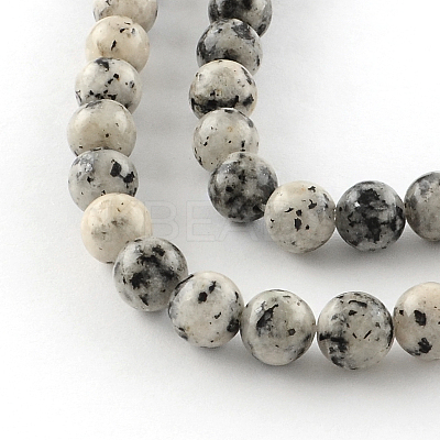 Dyed Natural Sesame Jasper Round Beads Strands G-R342-6mm-15-1