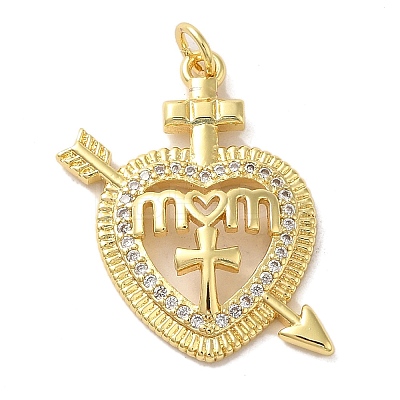 Mother's Day Brass Micro Pave Clear Cubic Zirconia Pendants FIND-Z041-20H-1