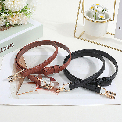 2Pcs 2 Colors PU Leather Waist Belt with Alloy Buckles AJEW-GF0010-73-1