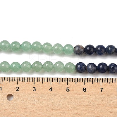 Chakra Natural Red Jasper & Yellow Jade & Green Aventurine & Tiger Eye & Sodalite & Amethyst Beads Strands G-NH0002-E02-6mm-1
