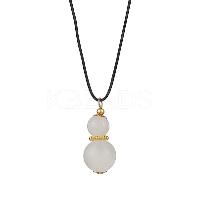 Natural Selenite Gourd Pendant Necklaces NJEW-JN05246-03-1
