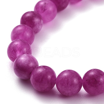 Dyed Natural Chalcedony Round Beads Stretch Bracelets Set for Girl Women BJEW-JB07058-1