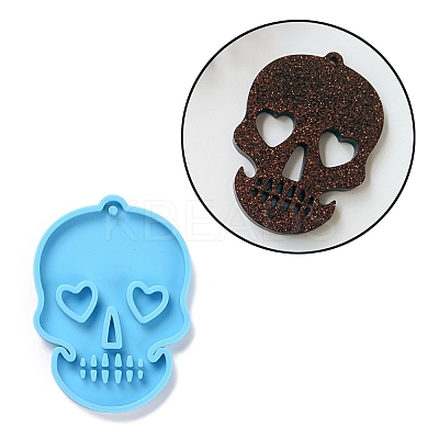 DIY Skull with Heart Pendant Silicone Statue Molds DIY-D060-44-1