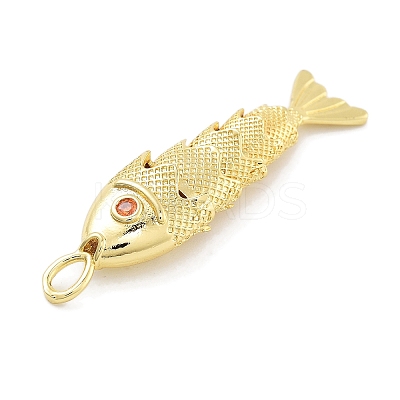 Fish Rack Plating Brass Micro Pave Cubic Zirconia Pendants X-KK-Z071-72B-01G-1