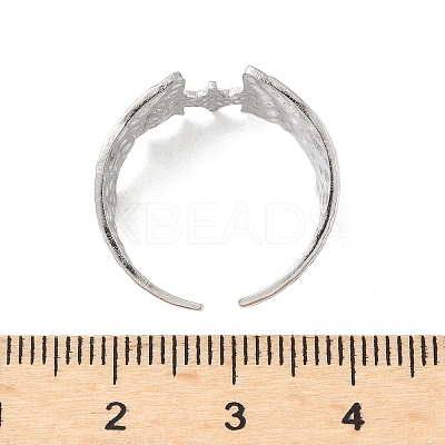 Bat Hammered 304 Stainless Steel Cuff Rings RJEW-S626-03P-1