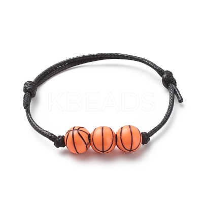 2Pcs 2 Colors Sport Theme Acrylic Beaded Bracelet BJEW-JB08558-03-1