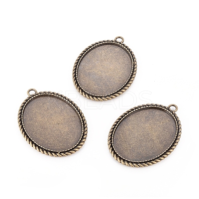 Tibetan Style Zinc Alloy Pendant Cabochon Settings X-TIBEP-M004-11AB-NR-1
