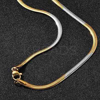 Stainless Steel Flat Snake Chain Necklaces for Men Women NJEW-G160-04GP-01-1