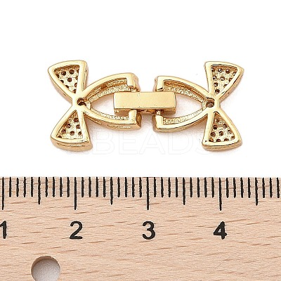 Brass Micro Pave Clear Cubic Zirconia Fold Over Clasps KK-C075-04G-1