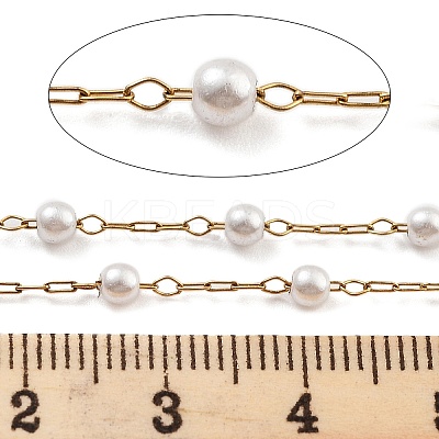 Handmade Round ABS Imitation Pearl Beaded Chains CHS-P019-09A-G-1