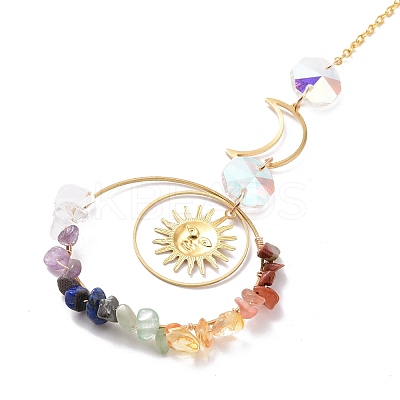 Moon & Sun Glass Hanging Suncatchers HJEW-I011-01G-1