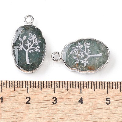Natural Green Aventurine Oval Pendants G-C102-07P-05-1
