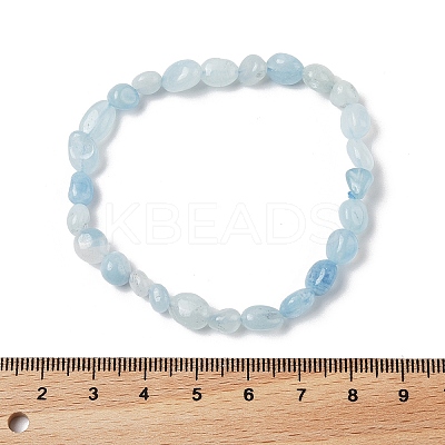 Natural Aquamarine Bead Stretch Bracelets BJEW-K213-54-1