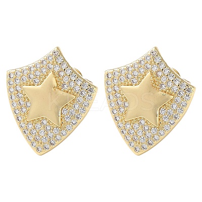 Rack Plating Brass Micro Pave Cubic Zirconia Stud Earrings EJEW-M230-15G-1