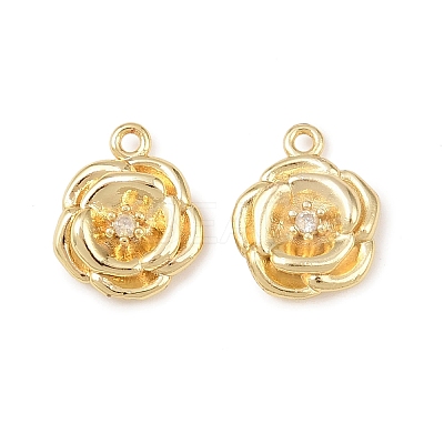 Brass Micro Pave Clear Cubic Zirconia Charms KK-G544-07G-01-1