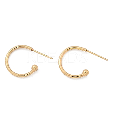 304 Stainless Steel C-shaped Hoop Circle Ball Stud Earrings X-STAS-K204-04G-1