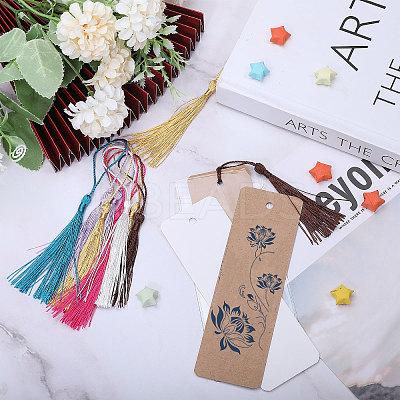 DIY Blank Rectangle ID Name Card Bookmarks with Tassel Making Kit AJEW-GL0002-47-1