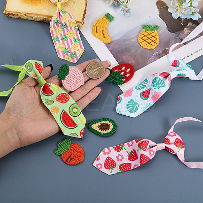 Fruit Theme Polyester Pet Ties & Crochet Appliques Sets AJEW-CA0003-85-1
