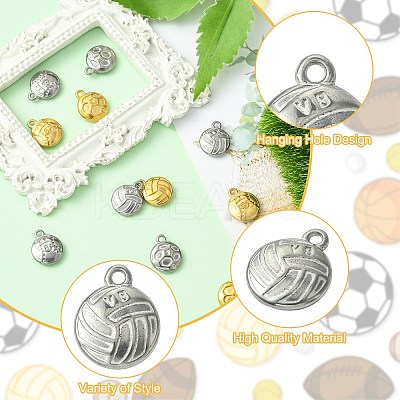 12Pcs 6 Styles 304 Stainless Steel Pendants STAS-CJ0002-88-1