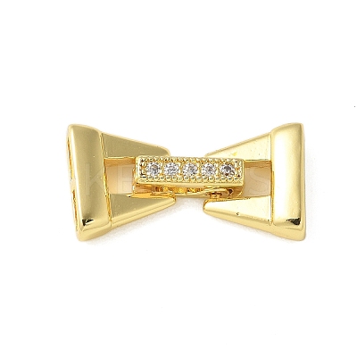 Brass Micro Pave Cubic Zirconia Fold Over Clasps KK-P290-21G-1