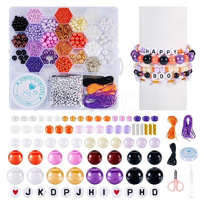 1 Set Halloween Theme DIY ABS & Acrylic Beads Bracelets Making Kits DIY-TAG0001-07-1