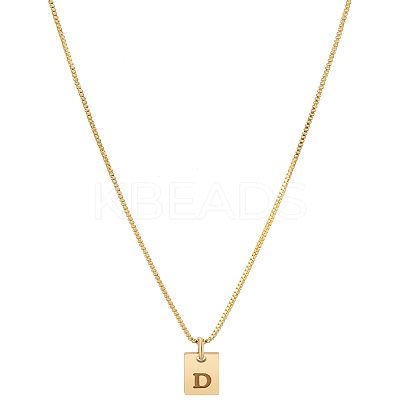 1Pc Stainless Steel Letter Rectangle Pendant Necklaces NJEW-LP0001-34D-G-1