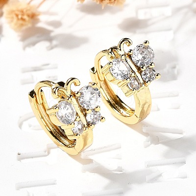 Butterfly Brass Hoop Earrings EJEW-S256-04B-G-1
