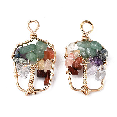 Natural Mixed Stone Pendants G-T131-94B-05-1