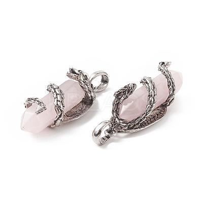 Natural Rose Quartz Pointed Pendants G-C051-01B-1
