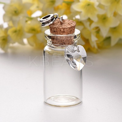 10Pcs 5 Styles Antique Silver Plated Alloy Glass Bottle European Dangle Charms PALLOY-JF00084-S-1