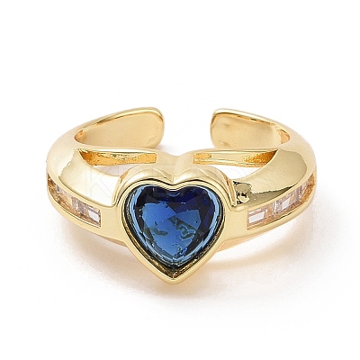 Cubic Zirconia Heart Solitaire Ring RJEW-G277-01G-1
