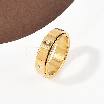 304 Stainless Steel Rhinestone Rotating Finger Rings LS-RJEW-A074-01A-G-1